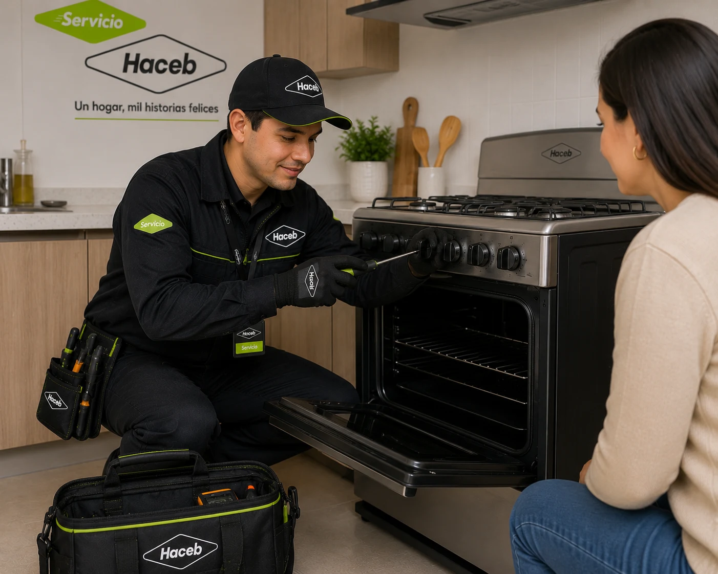 Técnico Haceb realizando mantenimiento en Quito