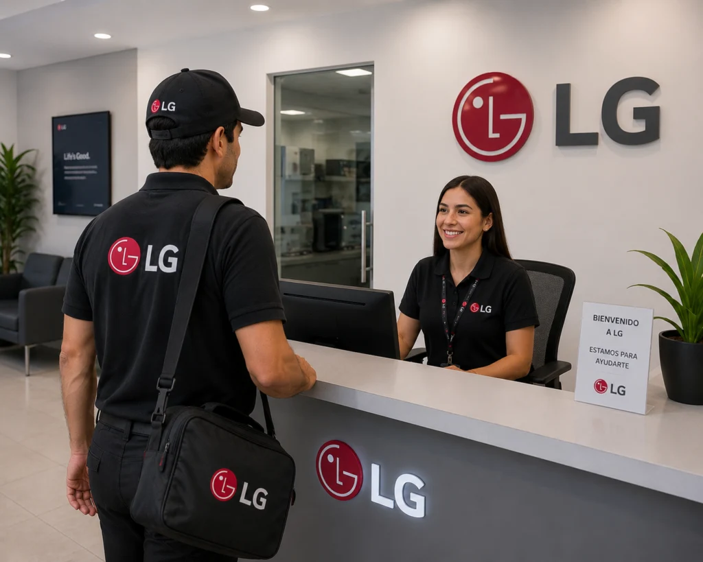 Técnico LG atendiendo centro de lavado lg en Quito